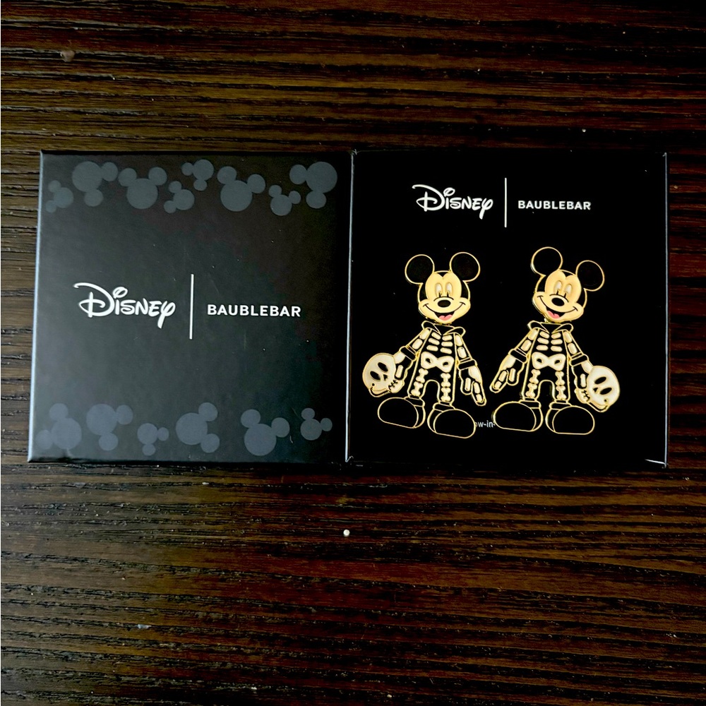 NEW Disney BaubleBar Mickey Skeleton Earrings